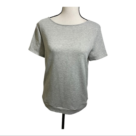 ModCloth womens sweatshirt open back with tie knot bottom grey size Large - Picture 8 of 9